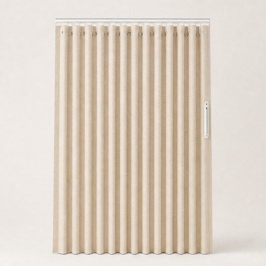 Pleatvale – Drill-Free Magnetic Accordion Folding Door Curtain + 50% OFF Beige