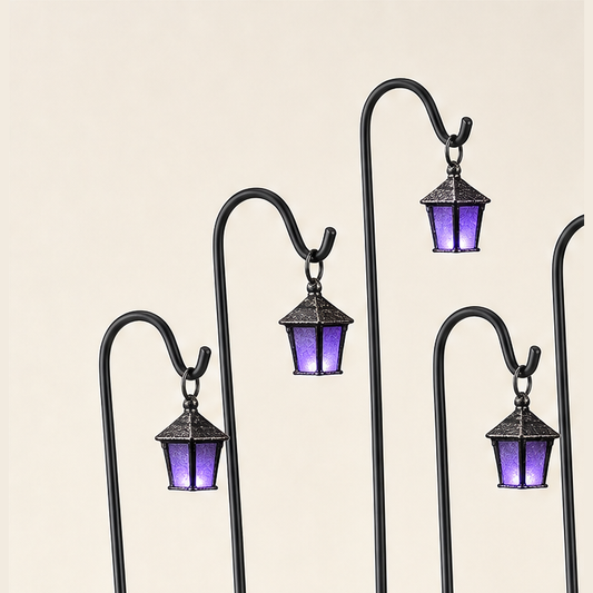 Lumenholm – Glow-in-the-Dark Hand-Painted Resin Lantern Plant Stakes + 50% OFF Purple
