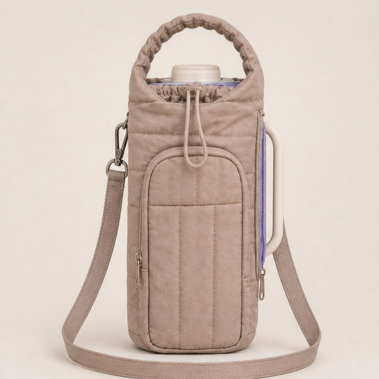 Fernwell – Crossbody Water Bottle Holder Bag with Adjustable Strap + 50% OFF Taupe