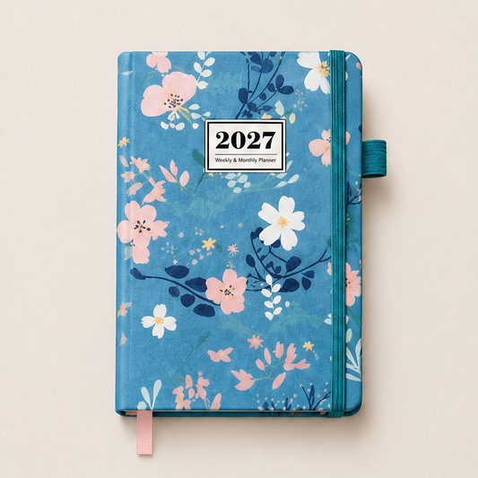 Petalwick – Floral A5 Weekly Planner with Monthly Tabs & Thick Paper + 50% OFF Blue