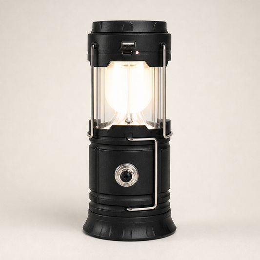 Glowforge Camp – Solar & USB Rechargeable 3-in-1 Flame Lantern + 50% OFF Black