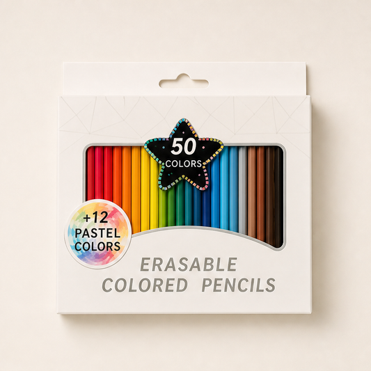 Colourwick – 62-Shade Erasable Colouring Pencil Set with Eraser Tips + 50% OFF White