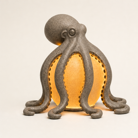 Reeflume – Hand-Sculpted Resin Octopus Ambient Table Lamp Grey