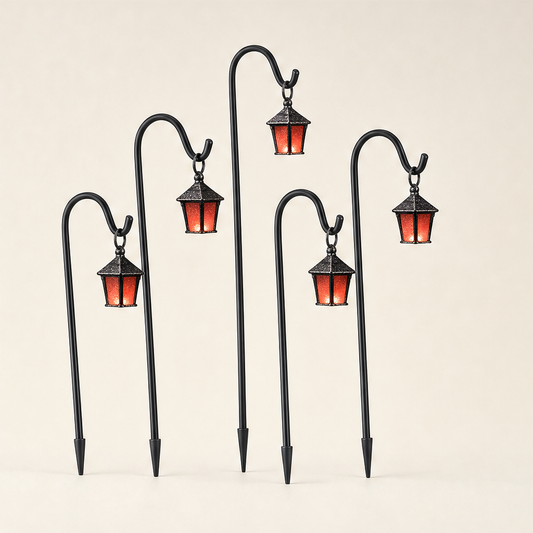 Lumenholm – Glow-in-the-Dark Hand-Painted Resin Lantern Plant Stakes + 50% OFF Red