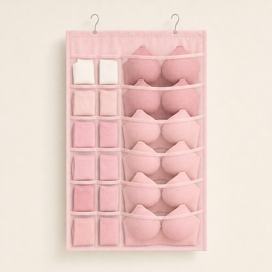 StowLoft – Double-Sided Mesh Hanging Underwear Organizer Pink
