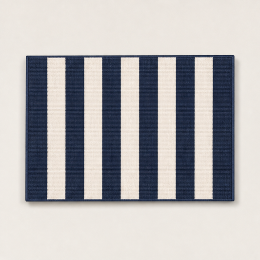 Threshbold – Non-Slip, Stain-Resistant Striped Door Mat + 50% OFF Navy