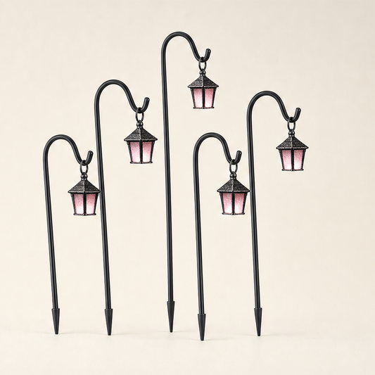 Lumenholm – Glow-in-the-Dark Hand-Painted Resin Lantern Plant Stakes + 50% OFF Pink