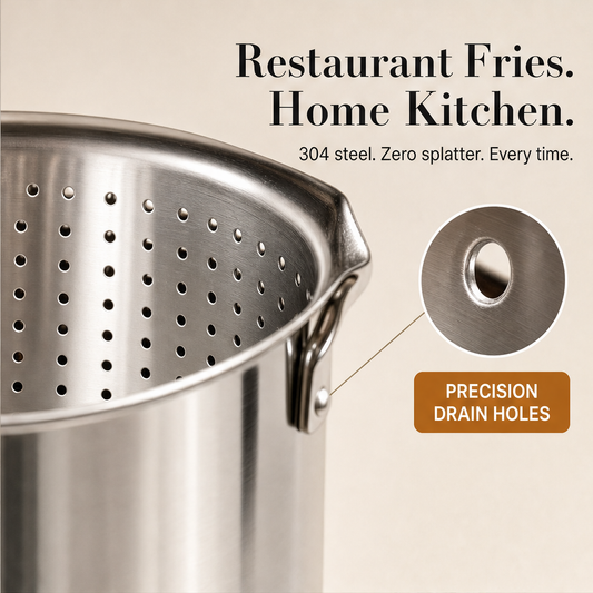Forkston – Splatter-Free Basket Deep Fry Pot – 304 Steel Fryer + 50% OFF features