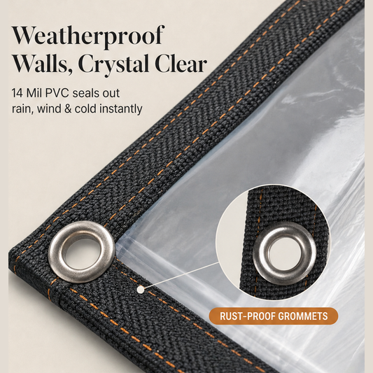 Clarishield – Heavy-Duty 14 Mil Clear PVC Weatherproof Tarpaulin + 50% OFF features