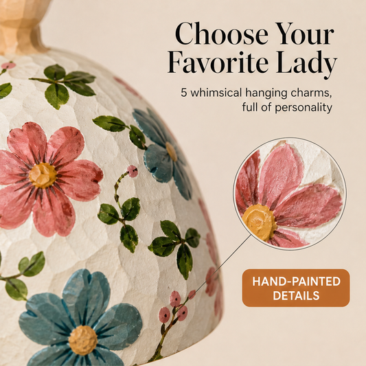 Blossom Twirl – Hand-Painted Dancing Lady Hanging Bell Decoration + 50% OFF features