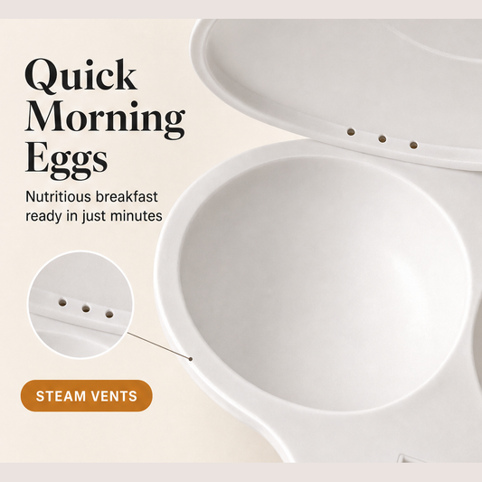 Yolkora – Oil-Free Dual Cavity Microwave Egg Poacher + 50% OFF features