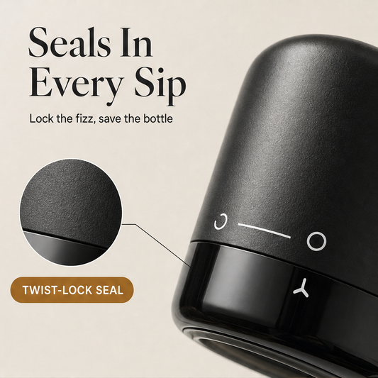 Fizzlock – Twist-Lock Seal Champagne & Wine Stopper + 50% OFF features
