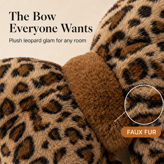 Faunelle – Plush Leopard Faux Fur Bowknot Throw Pillow + 50% OFF features