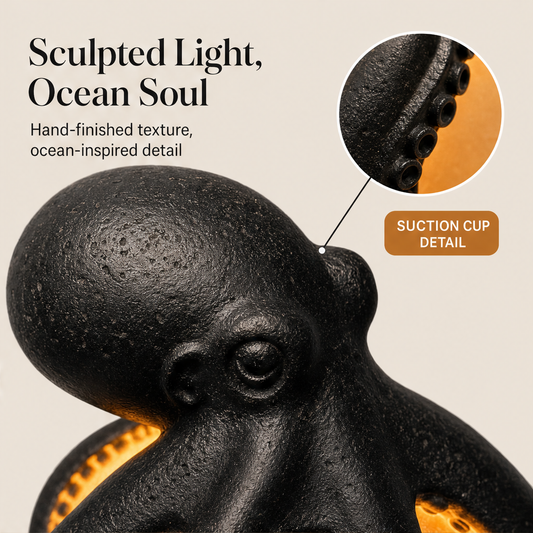 Reeflume – Hand-Sculpted Resin Octopus Ambient Table Lamp features