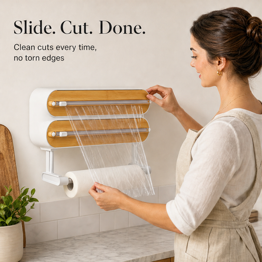 Wrapette – 3-in-1 Magnetic Wrap, Foil & Towel Dispenser with Cutter + 50% OFF features