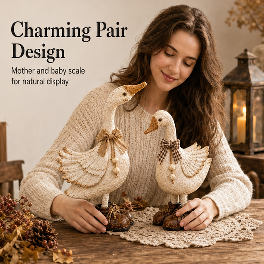 Millcroft Farmhouse – Hand-Carved Feather Detail Goose Figurine Pair + 50% OFF features
