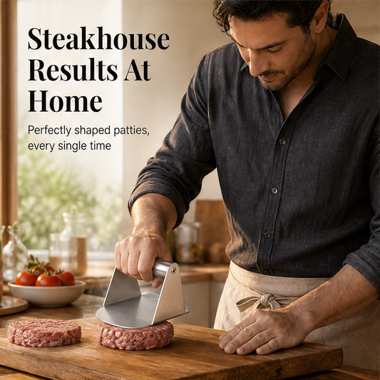 Presswell – Even-Shape Non-Stick Stainless Steel Burger Press + 50% OFF features
