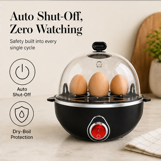 Boilcroft – 7-Egg Capacity One-Button Electric Egg Boiler + 50% OFF features