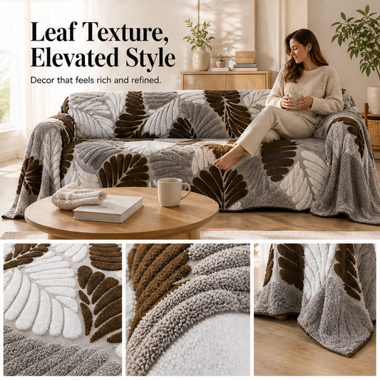 Leafton – Thick Sherpa Jacquard Non-Slip Sofa Cover + 50% OFF features