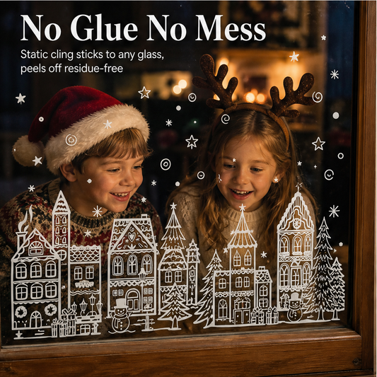 Winterholm – Reusable Static Cling Christmas Window Stickers, Set of 4 + 50% OFF features