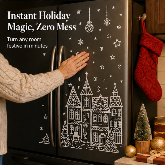Winterpane – Reusable Static Cling Christmas Village Window Decals + 50% OFF features