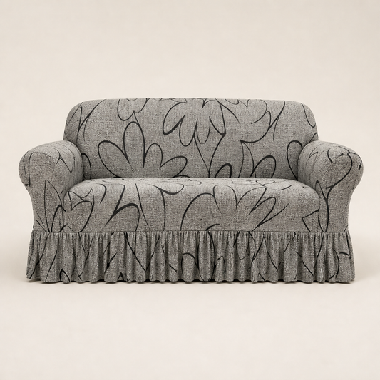 Wrenfold – High-Stretch Ruffled Hem Sofa Slipcover + 50% OFF Grey