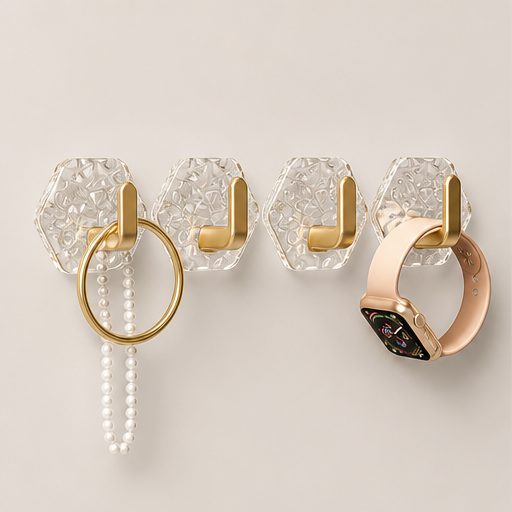 Ripplume – Faceted Acrylic Self-Adhesive Wall Hooks Gold