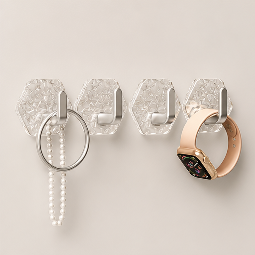 Ripplume – Faceted Acrylic Self-Adhesive Wall Hooks Silver