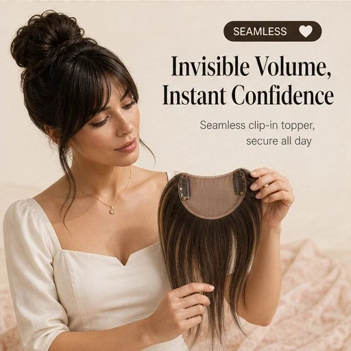 Wispelle – Seamless Clip-In Hair Topper with Wispy Bangs + 50% OFF