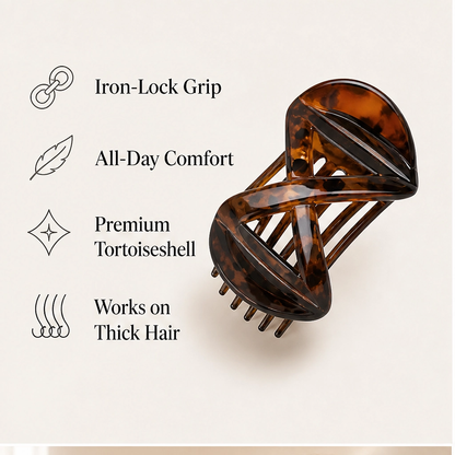 Tressa – Figure-Eight Secure-Hold Tortoiseshell Hair Jaw Clip + 1+1 FREE