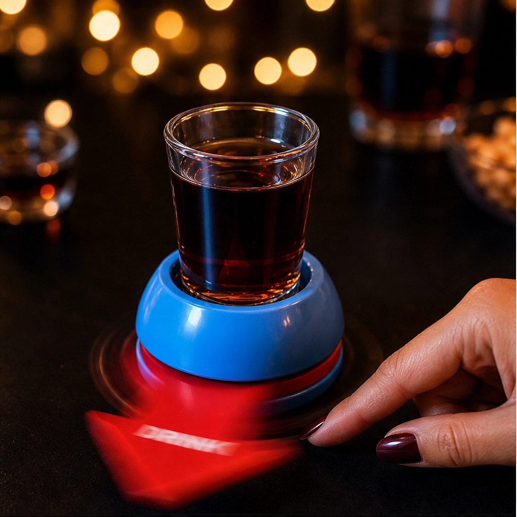 Spindare – Instant Flick-to-Spin Party Drinking Game with Shot Glass + 50% OFF