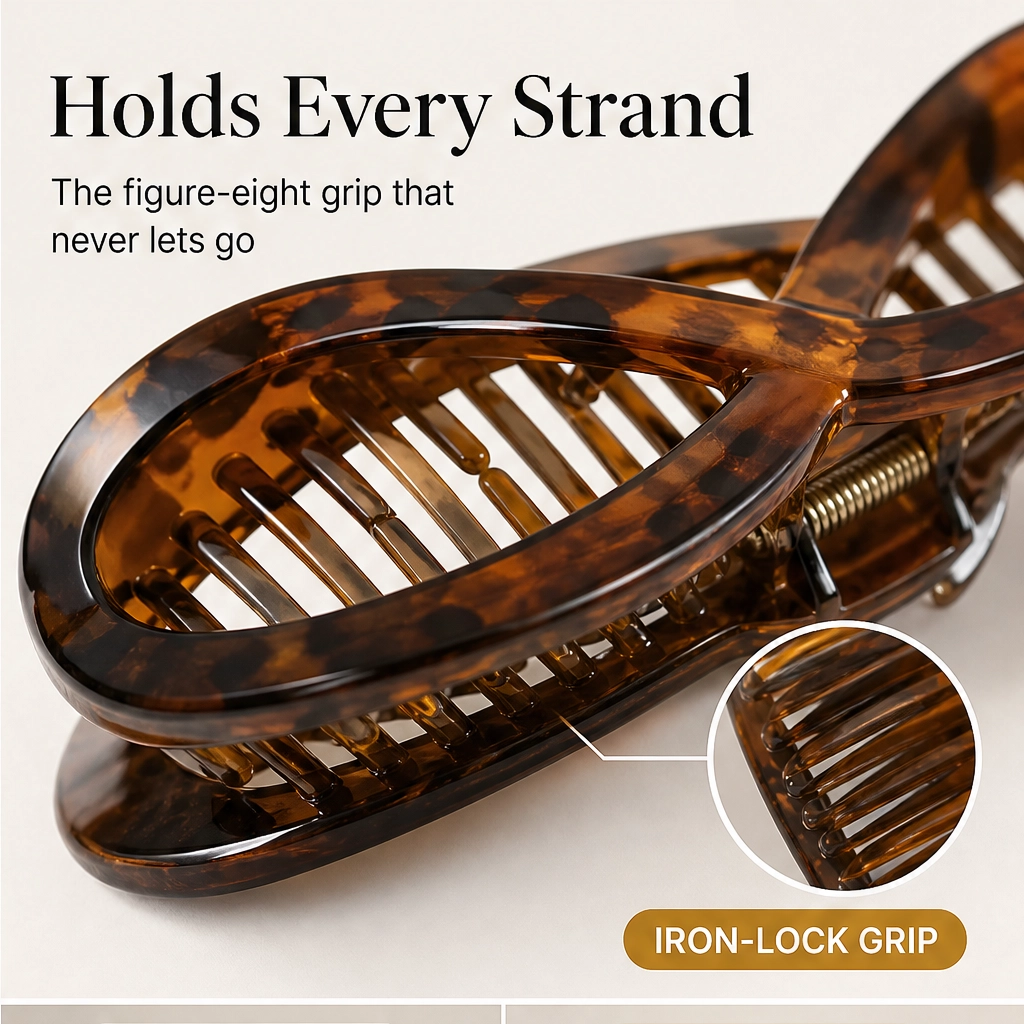 Tressa – Figure-Eight Secure-Hold Tortoiseshell Hair Jaw Clip + 1+1 FREE