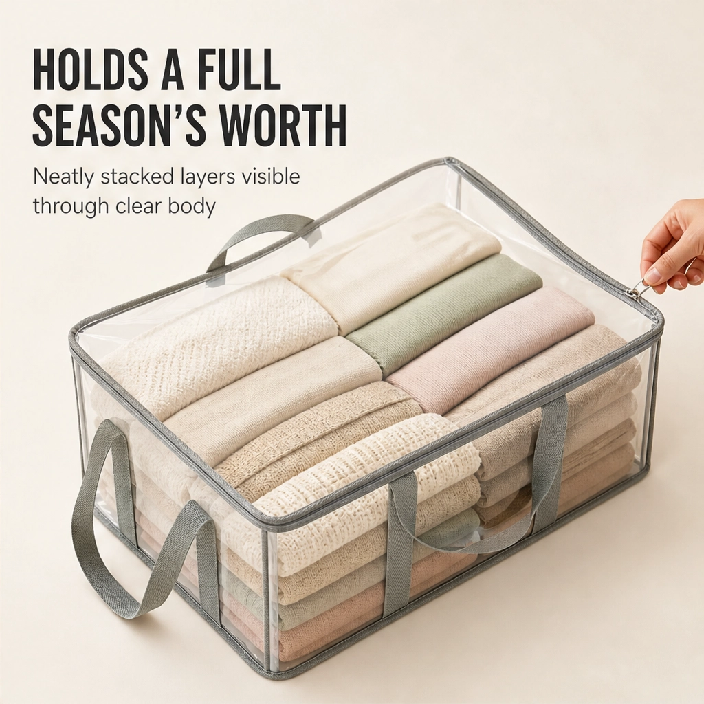 Stackholm™ – Clear Heavy-Duty Stackable Storage Bag for Clothes, Bedding & Moving + 50% OFF