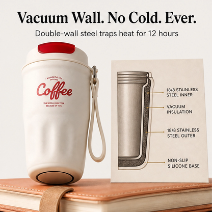 Emberly – Insulated Stainless Steel Coffee Mug with Leak-Lock Lid, Removable Grip & Wrist Strap + 50% OFF
