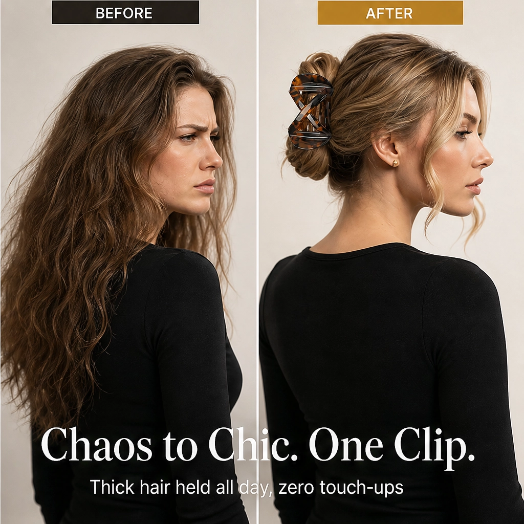 Tressa – Figure-Eight Secure-Hold Tortoiseshell Hair Jaw Clip + 1+1 FREE