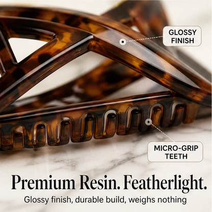 Tressa – Figure-Eight Secure-Hold Tortoiseshell Hair Jaw Clip + 1+1 FREE