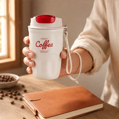 Emberly – Insulated Stainless Steel Coffee Mug with Leak-Lock Lid, Removable Grip & Wrist Strap + 50% OFF