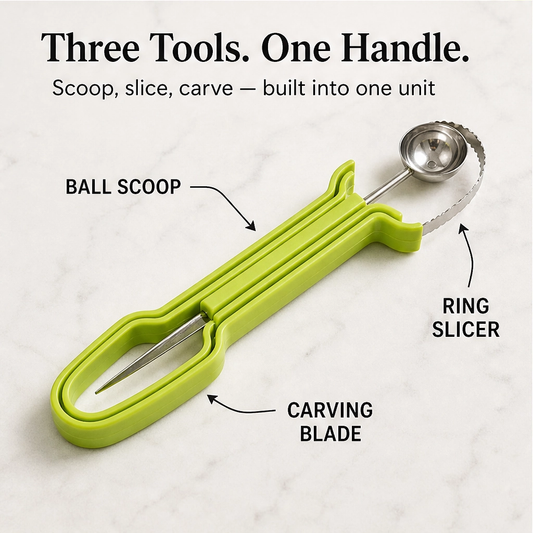 Grovecraft – 3-in-1 Stainless Steel Melon Baller & Carving Tool Kit + 50% OFF