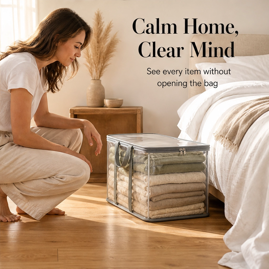 Stackholm™ – Clear Heavy-Duty Stackable Storage Bag for Clothes, Bedding & Moving + 50% OFF