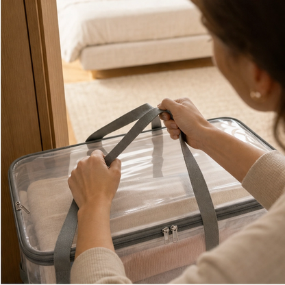 Stackholm™ – Clear Heavy-Duty Stackable Storage Bag for Clothes, Bedding & Moving + 50% OFF