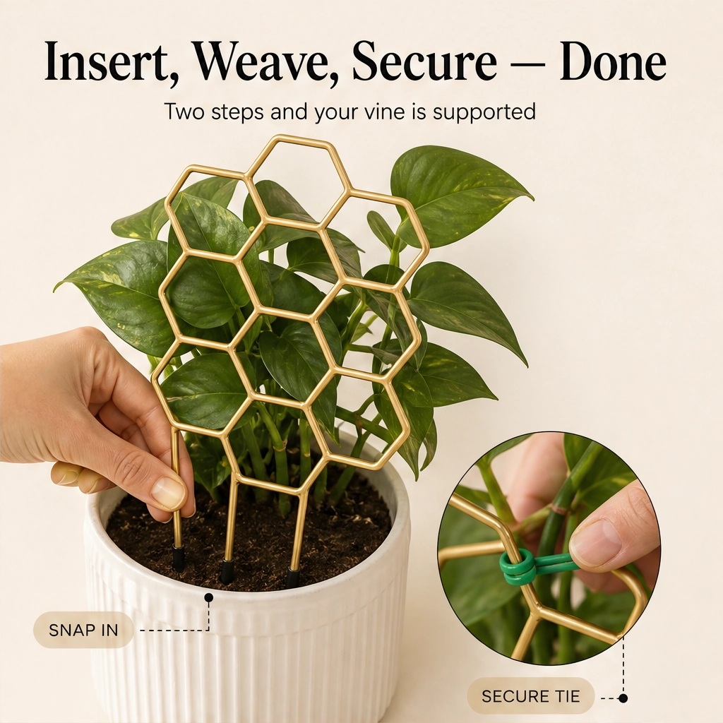 Vinecroft™ – Stackable Honeycomb Plant Trellis for Climbing Houseplants + 50% OFF