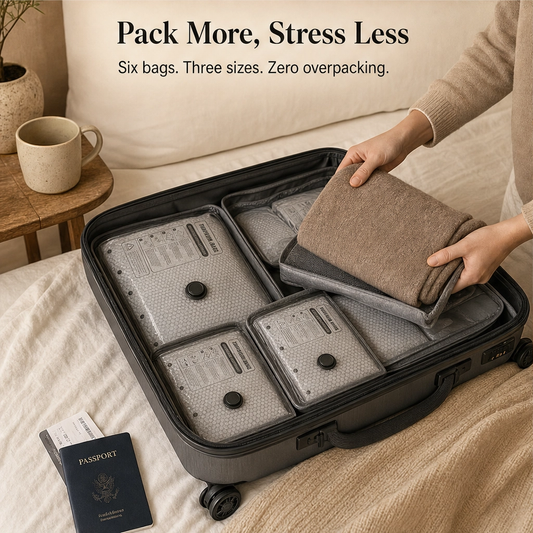 PackVault™ – Cordless Pump Travel Vacuum Compression Bag Set + 50% OFF