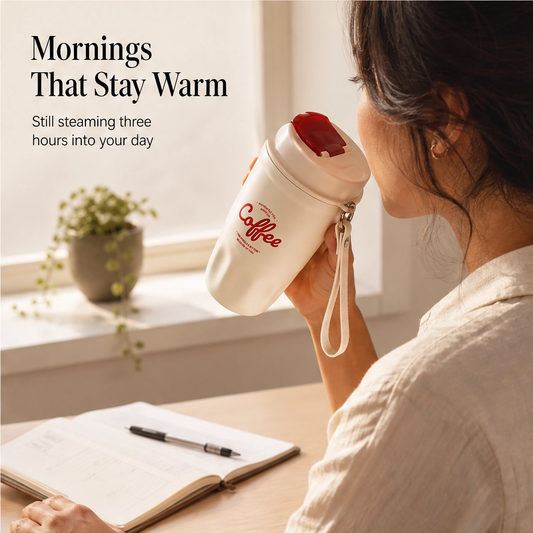 Emberly – Insulated Stainless Steel Coffee Mug with Leak-Lock Lid, Removable Grip & Wrist Strap + 50% OFF
