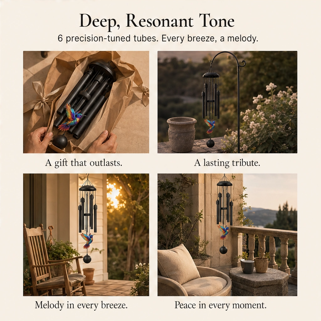 Willowdale – Deep-Tone Aluminum Wind Chime, Hand-Painted Birds, Garden & Memorial Decor + 50% OFF
