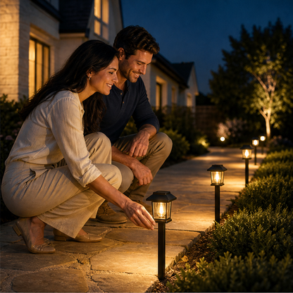 Embervale – Vintage Solar Pathway Lights, Warm White, Waterproof (2-Pack) + 50% OFF