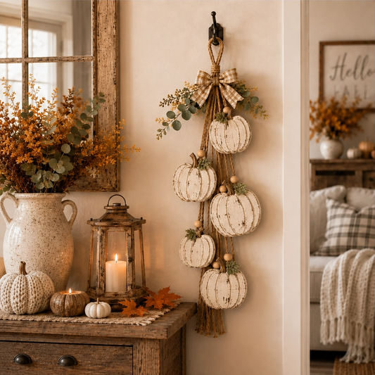 Amberwick – Rustic 5-Pumpkin Layered Hanging Swag Fall Door Decor + 50% OFF