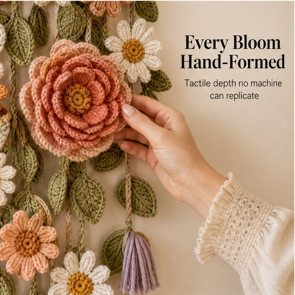Willowmere – Handmade Crochet Flower Wall Hanging with Driftwood Branch + 50% OFF