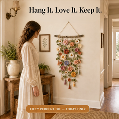 Willowmere – Handmade Crochet Flower Wall Hanging with Driftwood Branch + 50% OFF