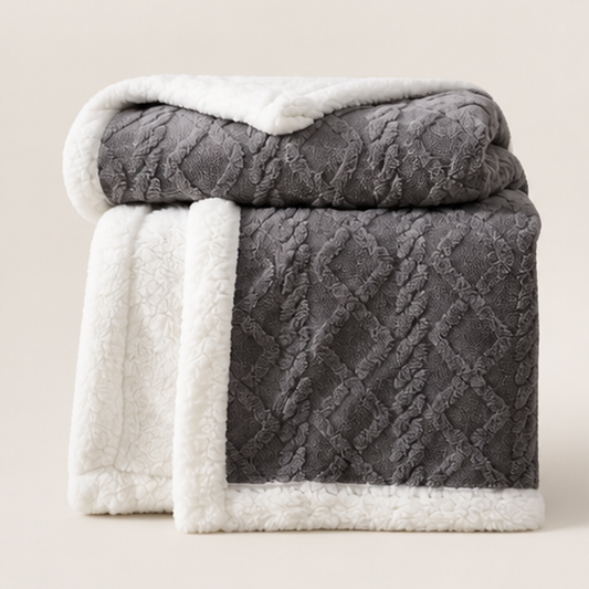 Hearthen – Plush Reversible Brushed Sherpa Fleece Blanket + 50% OFF