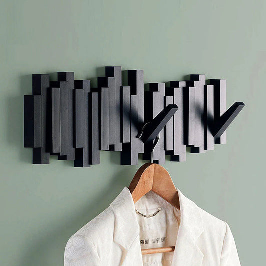 The AuraCoat Piano Rack - Wall-Mounted Wooden Coat Rack with Piano Key Style Design + 50% OFF